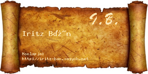 Iritz Bán névjegykártya